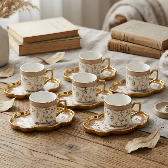 Coffee Cup and Saucer Set - 12 Pcs